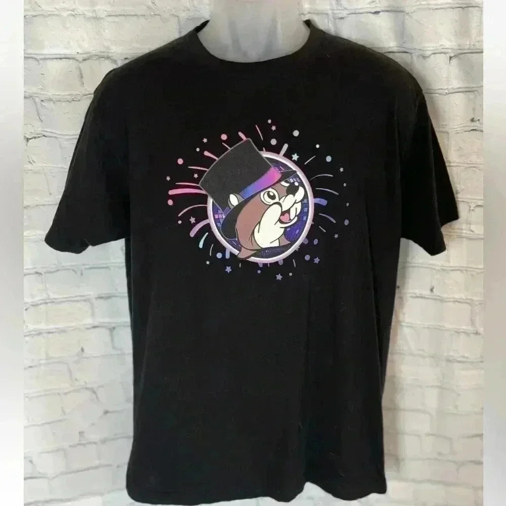 Buc-ee's T Shirt Adult L Black Happy New Year 2023 Short Sleeve Crew Neck beaver - Picture 1 of 15